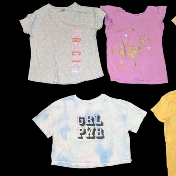 Huge Lot 5 Girls Short Sleeve Tops Tees Crop Cropped Shirts Graphic Cute T-shirt - Picture 3 of 3